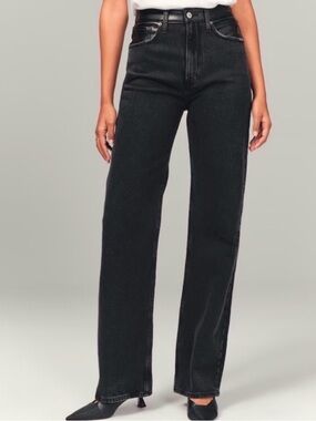 High-Rise Straight Leg Women’s Jeans with leather back- Black